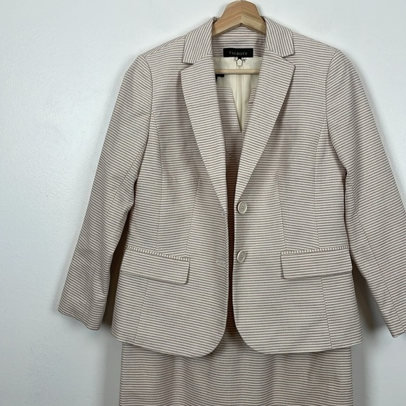 Talbots Striped Dress Suit Womens 2 Lined Sleeveless Zip Closure Cotton Blend - Picture 3 of 15